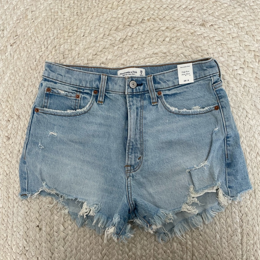 Abercrombie & Fitch Frayed Hem Blue Jean Shorts